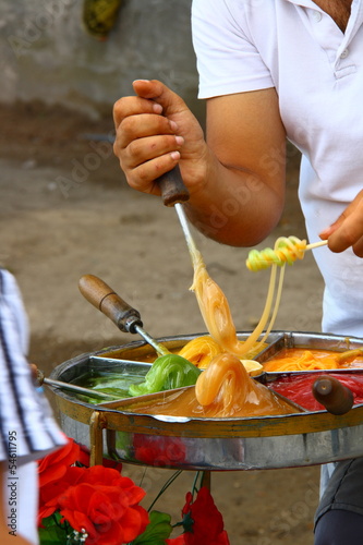 salesman sale handmade candy sticks