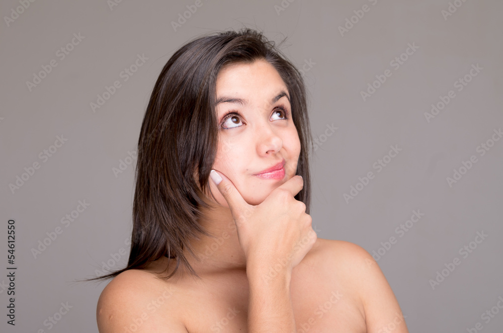 Thinking naked topless woman Thinking naked topless woman