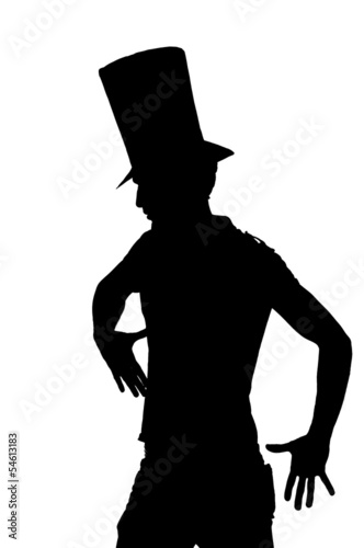 silhouette of a Handsome man with hat saluting