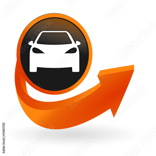 voiture sur web bouton flèche orange