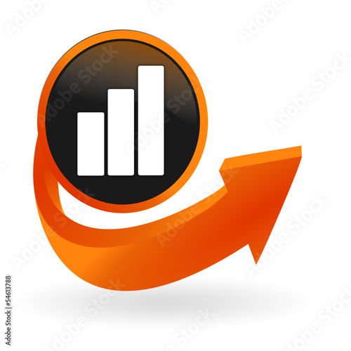 stats et données sur web bouton flèche orange