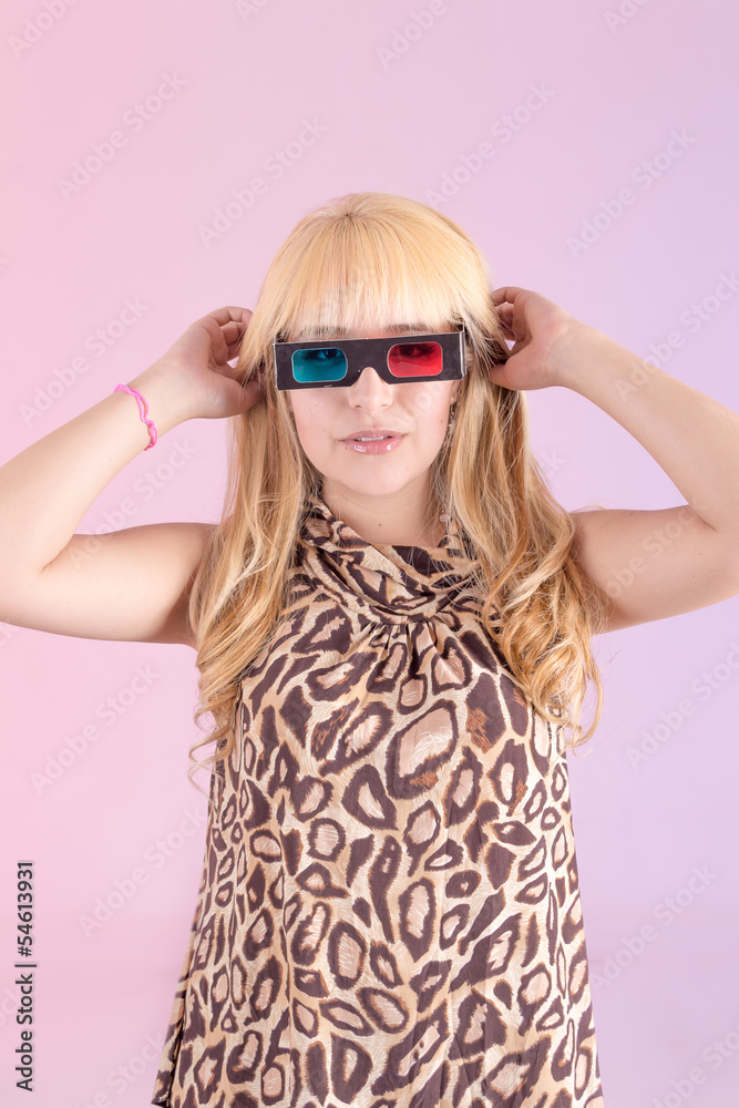Young beautiful woman with 3d glasses Young beautiful woman with 3d glasses