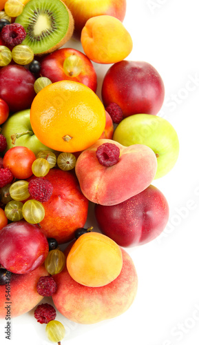 Assortment of juicy fruits, isolated on white