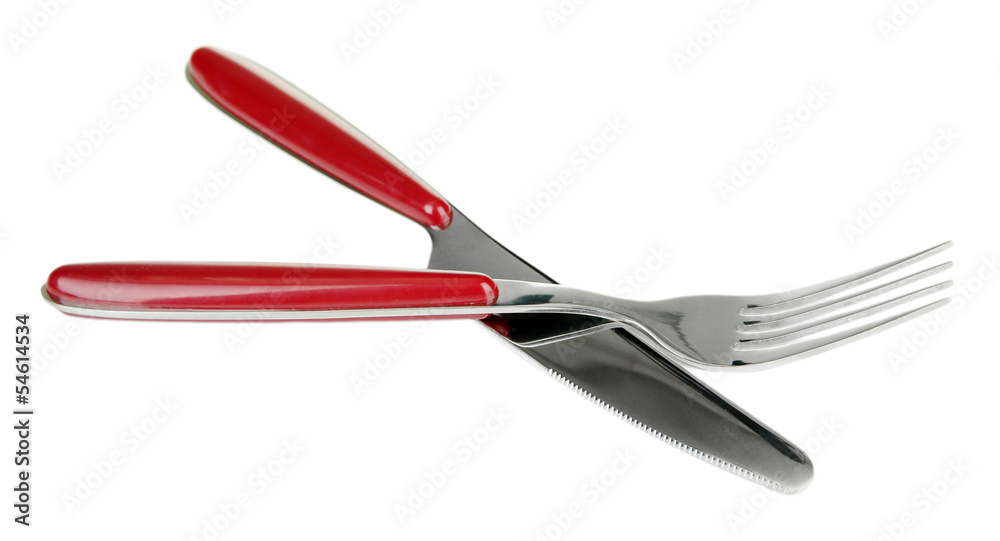 Knife and fork, isolated on white Knife and fork, isolated on white