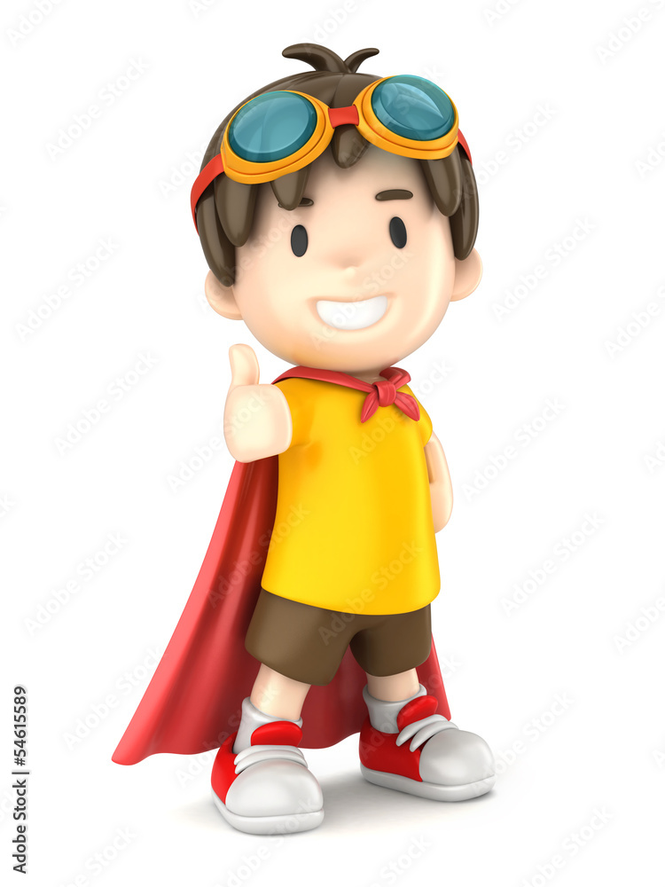 3d render of a superhero boy giving ok sign 3d render of a superhero boy giving ok sign