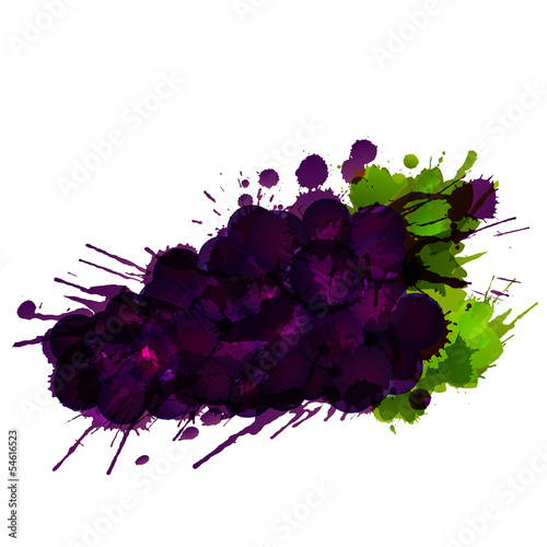 Grapes made of colorful splashes on white background
