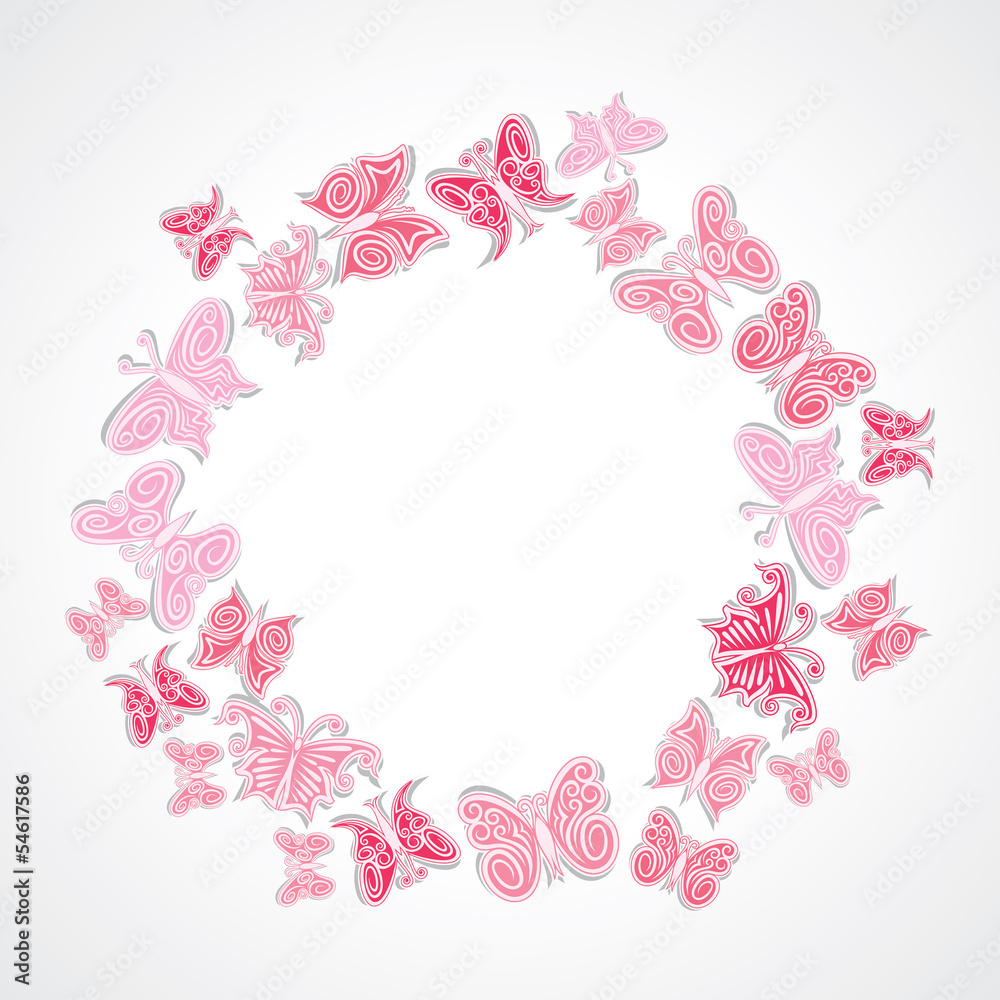 pink butterfly arrange in ring vector
