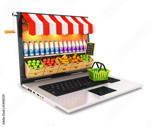 3d supermarket laptop