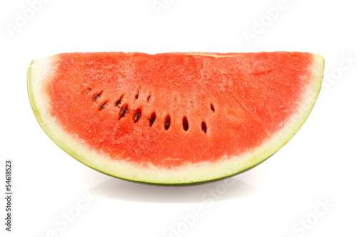 Slice of ripe watermelon isolated over white background