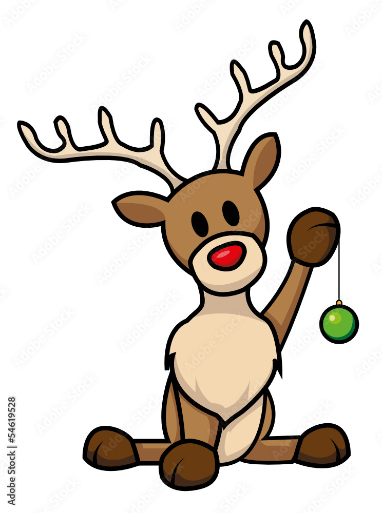 cute reindeer with Christmas bulb