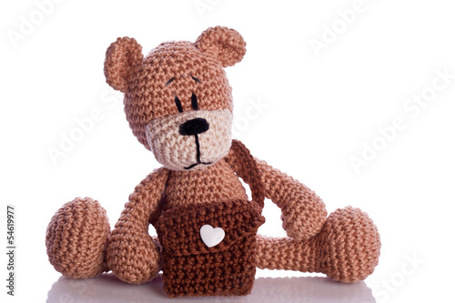 brown teddy bear with school bag
