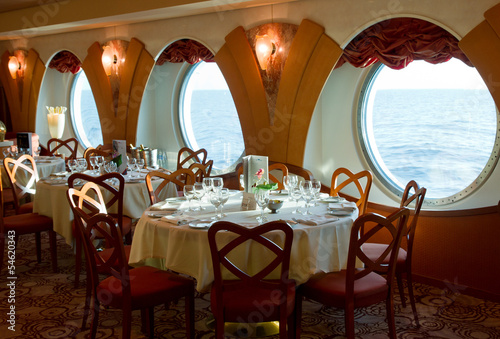 restaurant on board a cruise ship ready for dinner