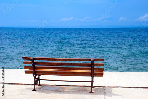 metal garden chair at the beach, Greece © zoipap