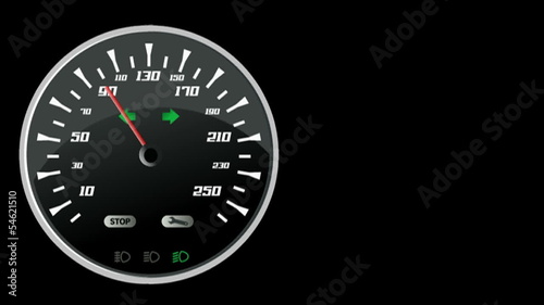 Needle in animation on car speedometer