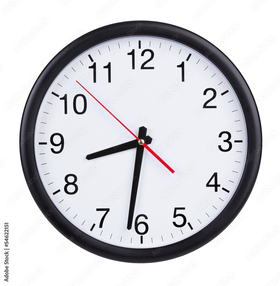 Office clock shows half of the ninth Office clock shows half of the ninth