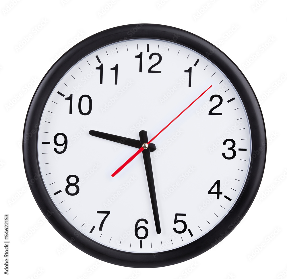 Office clock shows half past nine Office clock shows half past nine