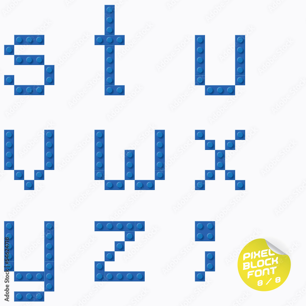 Unique Pixel Block Alphabet With Sticker
