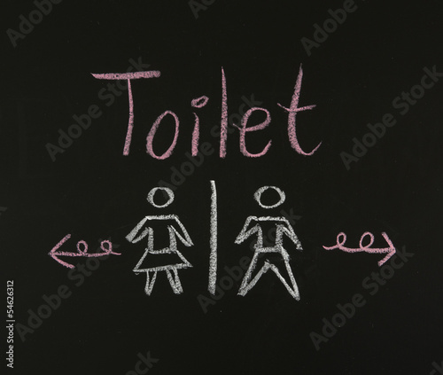 toilet sign on blackboard