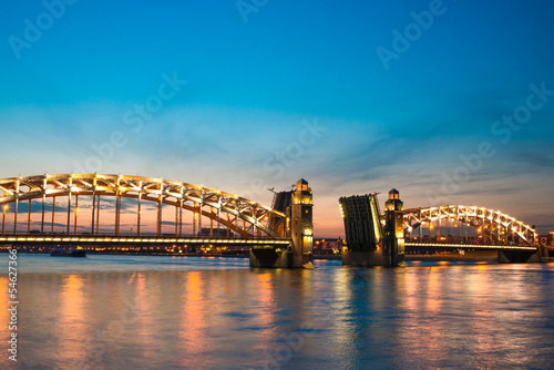 The raised bridge 4. Bolsheokhtinsky Bridge. St.-Petersburg