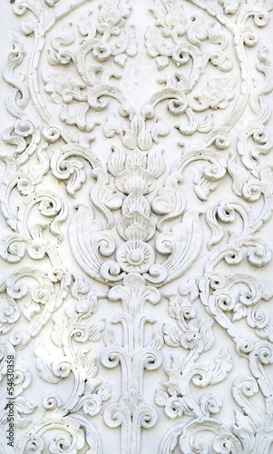 White thai art stucco wall, temple