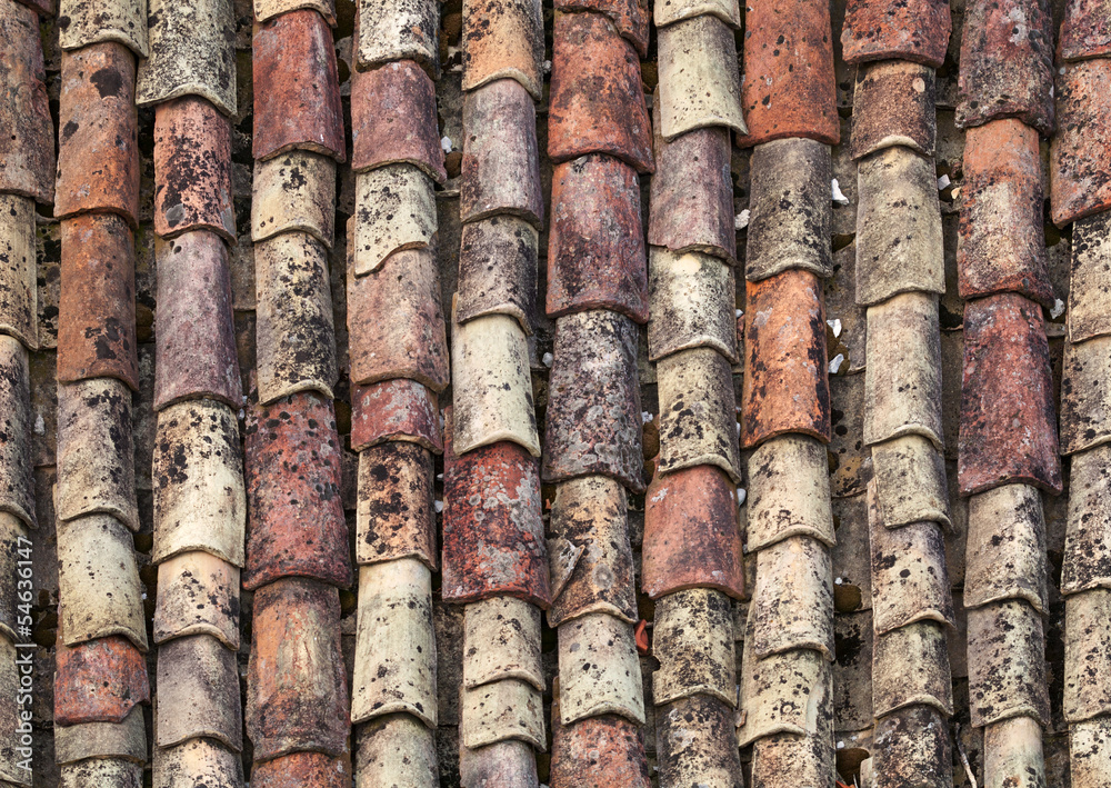 Old red tile roof background texture Old red tile roof background texture