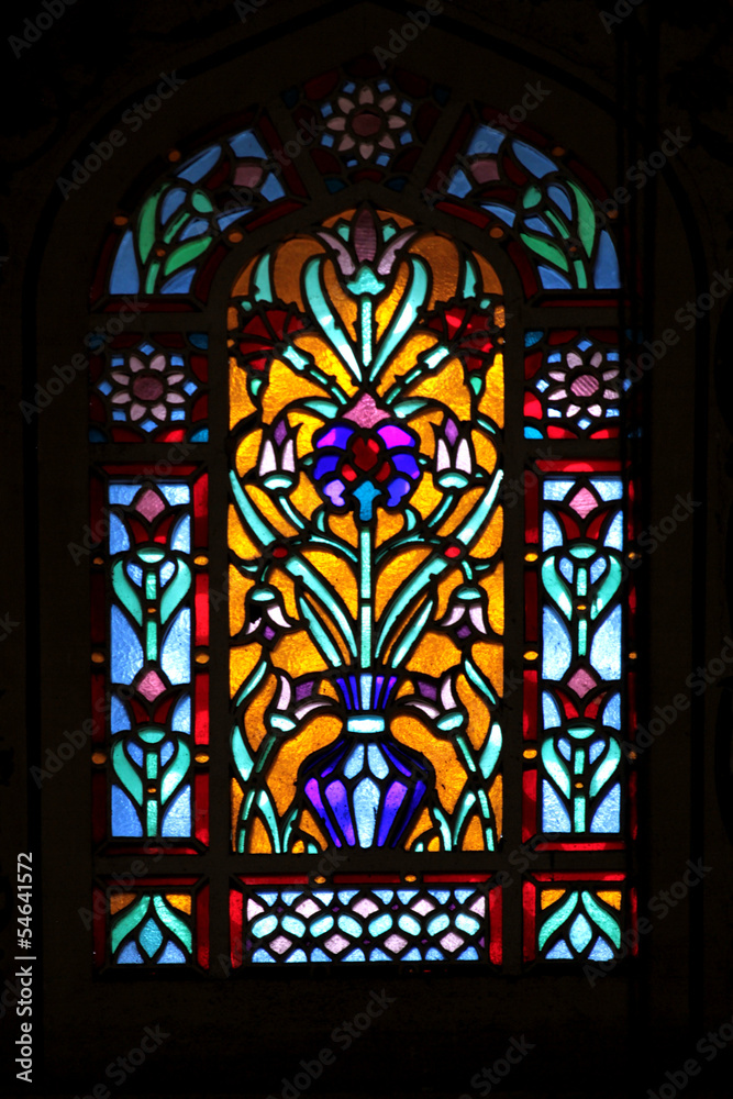 Stained glass window-Blue Mosque (Sultan Ahmet Mosque) Istanbul