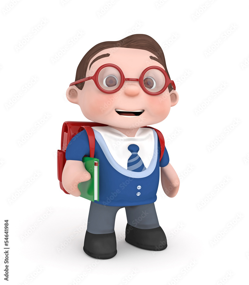 schoolboy with bag and book