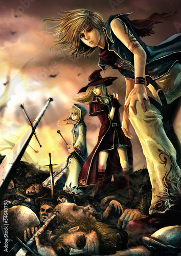 Three great wizards are standing on the pile of corpse