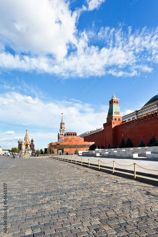 view of lenin mausoleum and kremlin wall