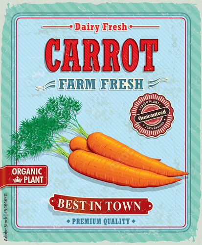 Vintage farm fresh carrot poster design