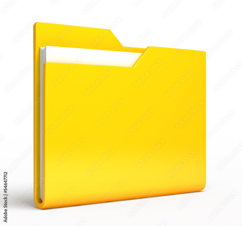 Yellow folder.  Isolated on white background