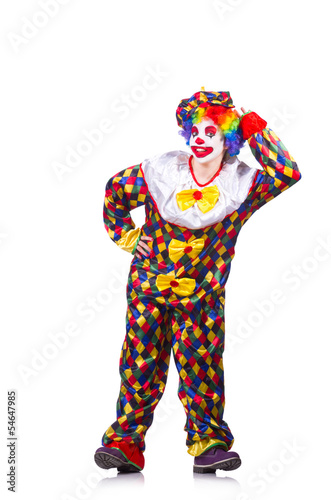 Clown in the costume isolated on white