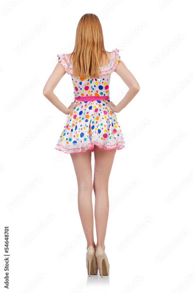 Model wearing fashionable clothing on white Model wearing fashionable clothing on white