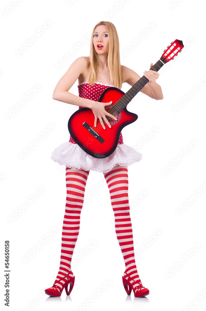 Young guitar player isolated on white Young guitar player isolated on white