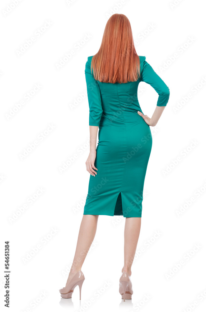 Model wearing fashionable clothing on white Model wearing fashionable clothing on white