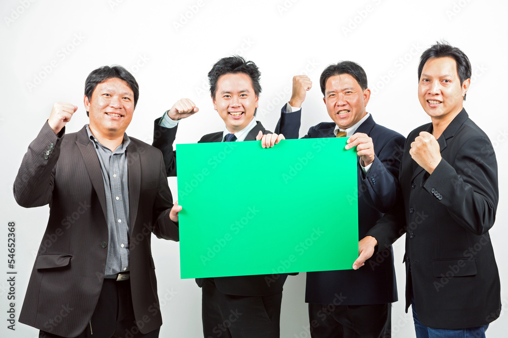 Businessmen with banner Businessmen with banner