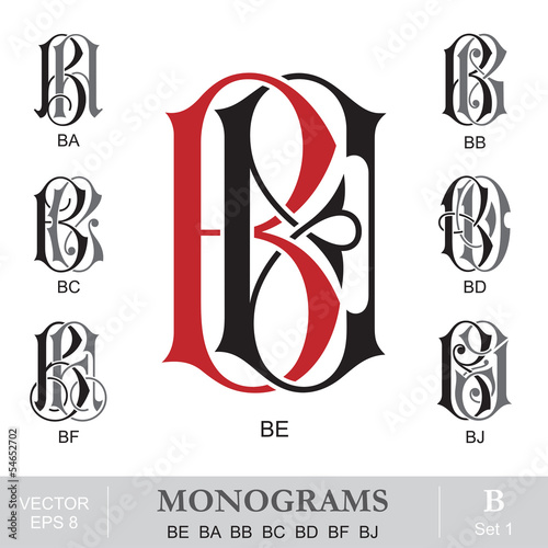 Vintage Monograms BE BA BB BC BD BF BJ