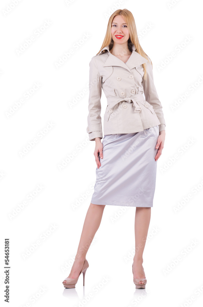 Fototapeta premium Model wearing fashionable clothing on white