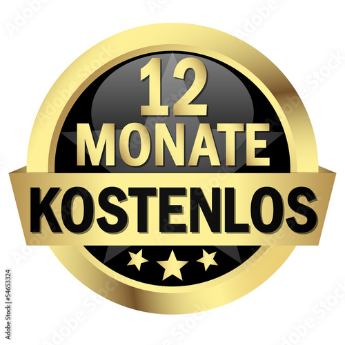 Button mit Banner " 12 MONATE KOSTENLOS "