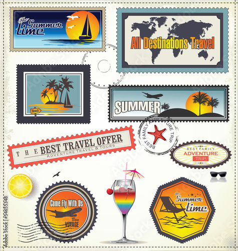 Travel post stamp