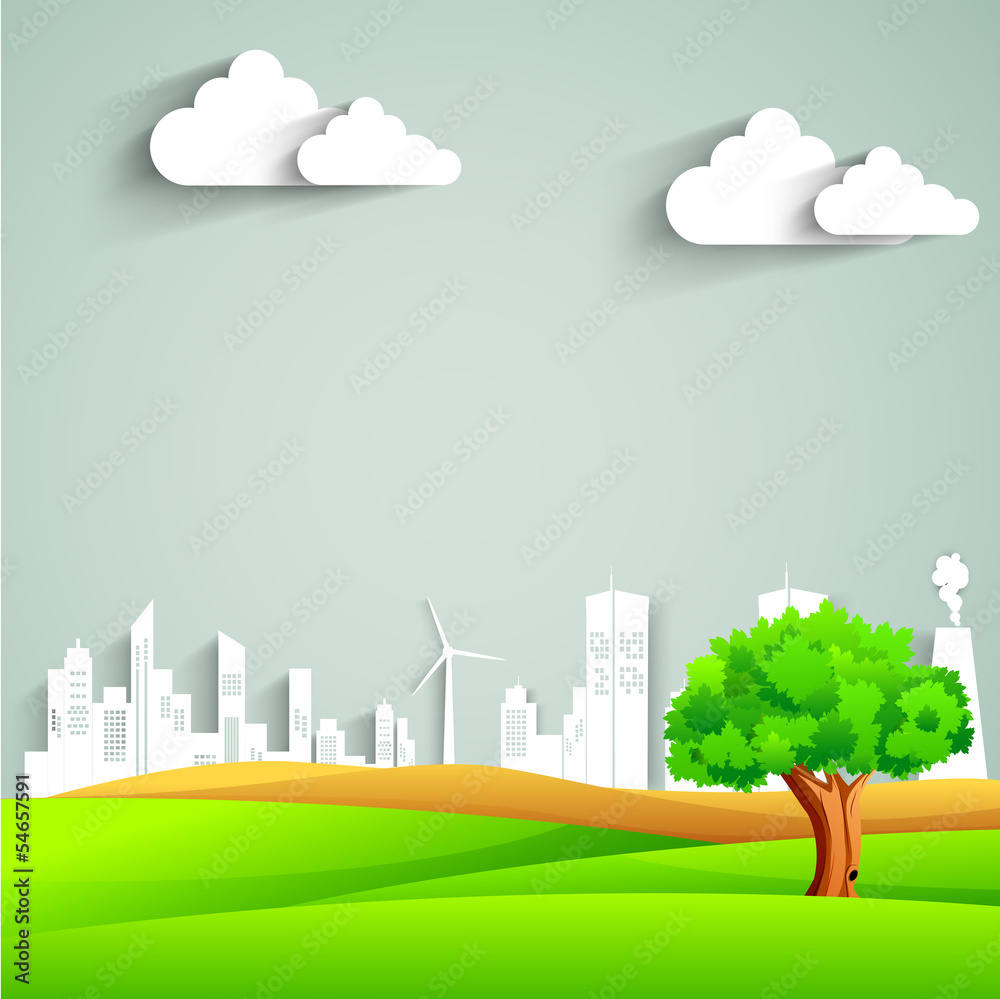 Save nature concept with view of city.