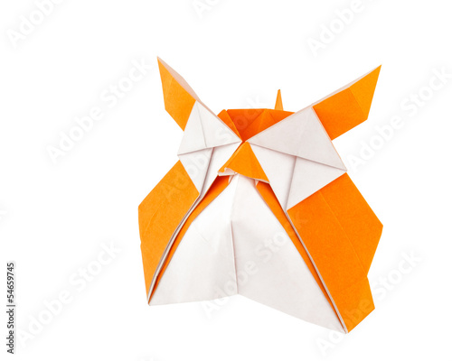 Origami owl isolated on white background