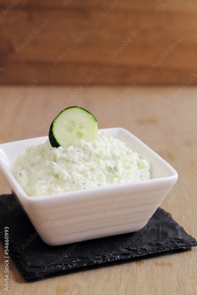 Tzatziki, traditional Greek dip made of yogurt and cucumber Tzatziki, traditional Greek dip made of yogurt and cucumber