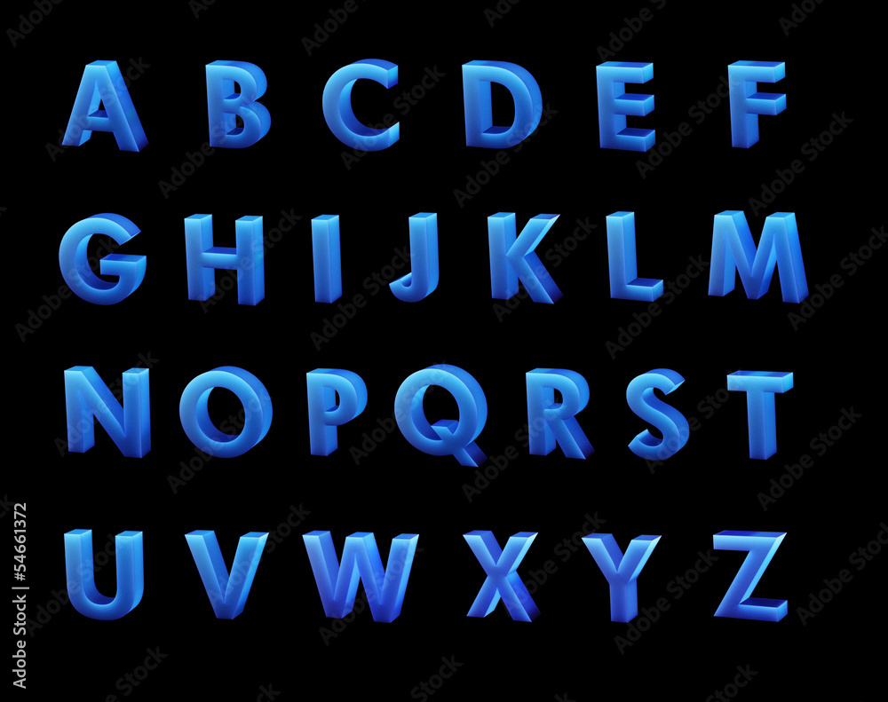 Fototapeta Blue 3D Alphabet