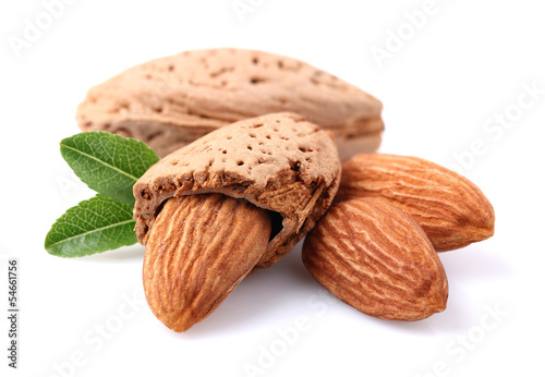 Almonds with leaf