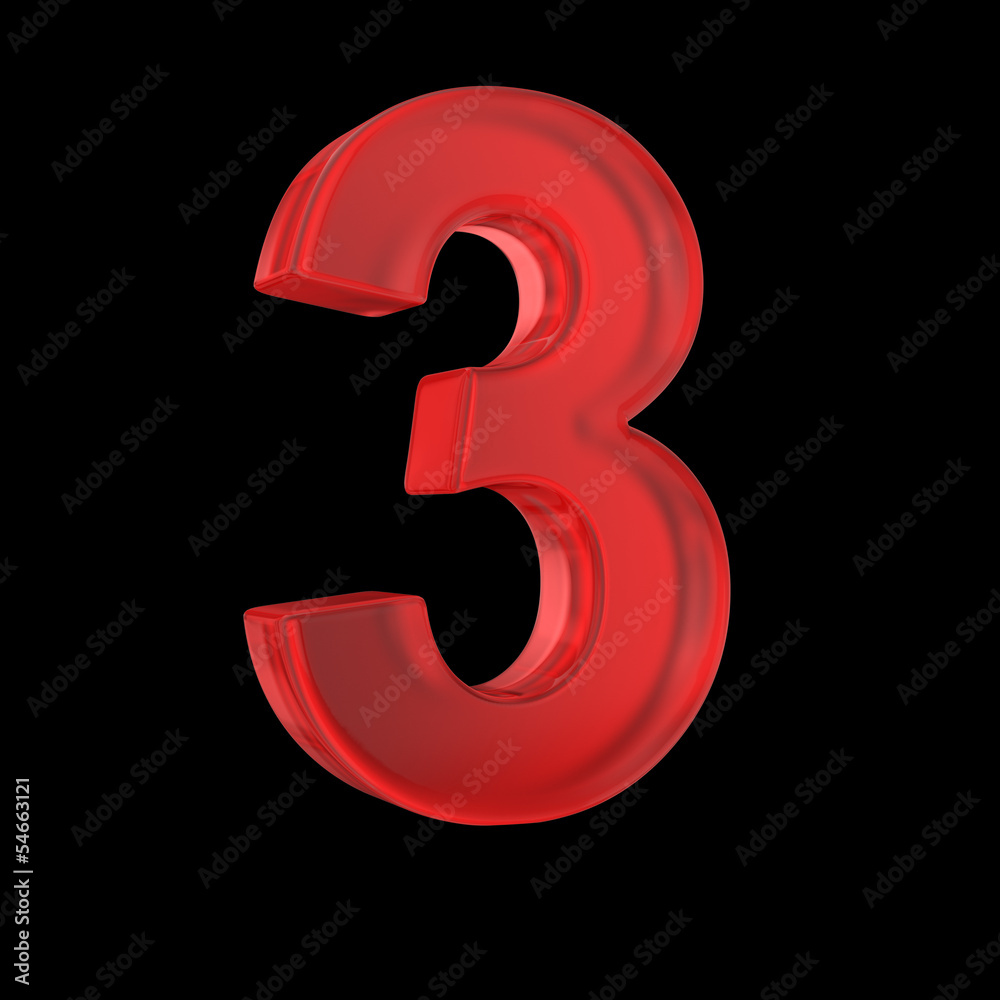 Number three- red isolated with clipping path Number three- red isolated with clipping path