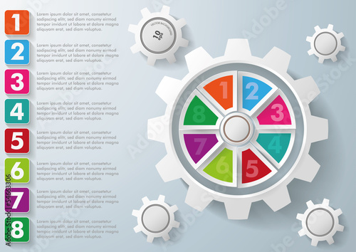 White Gear Colorful Centre And rectangles 8 Options
