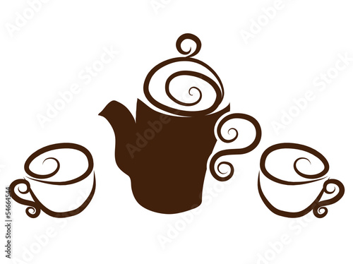 Tea, coffee cups collection. Hand drawn.