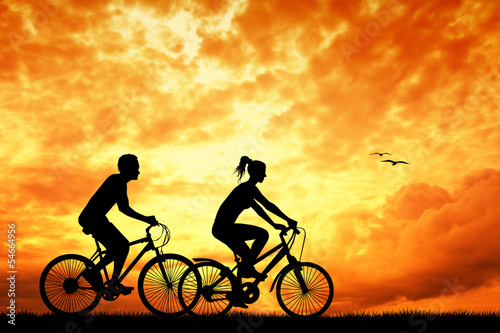 bikers at sunset