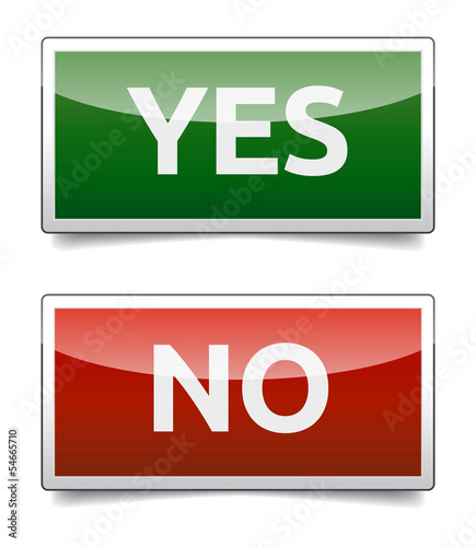 YES - NO color board with shadow on white background.